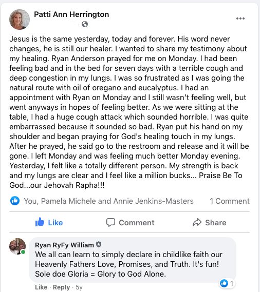 Patti Ann's lungs cleared after prayer — Jehovah Rapha