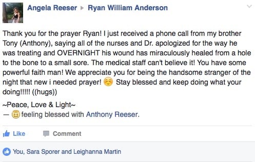 Wound healed overnight after prayer — testimony from Angela Reeser